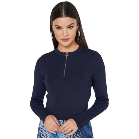 Ted Baker NWT 1/4 Zip Ionaaa Mock Slip Midi Dress Blue Navy Size 1 (US 0-2) - Picture 2 of 14